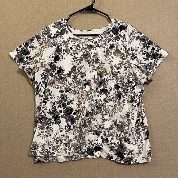Croft & Barrow Top Women's 2X Black & Brown Short Sleeves - Picture 1 of 12